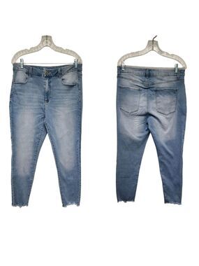 No Boundaries Skinny Blue Denim Raw Hem Jeans Size 17